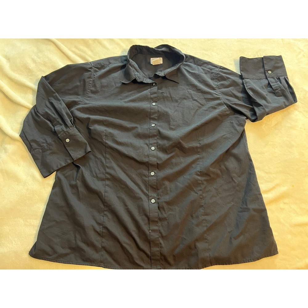 Women's Black WearGuard 3/4 Sleeve‎ Button Down Shirt Size XXL